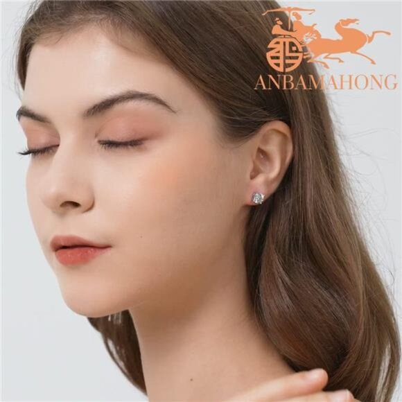 Moissanite Earrings Lab Created Diamond 925 Sterling Silver Stud for Men Women - Picture 3 of 7